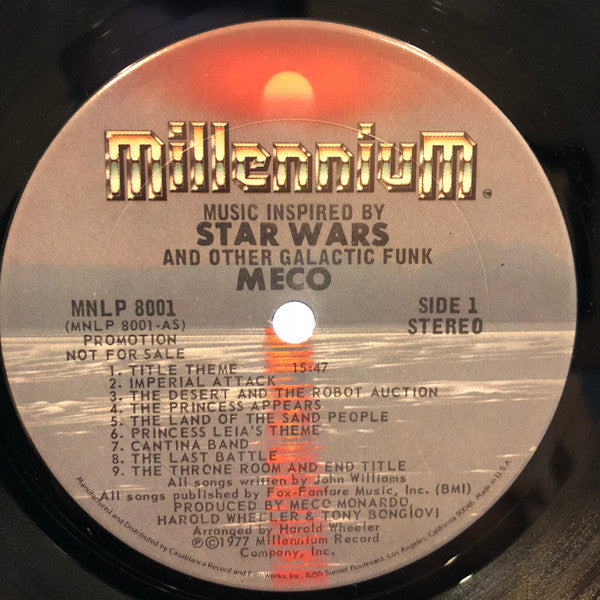 Meco - Music Inspired By Star Wars And Other Galactic Funk - VG+ LP Record 1977 Millennium USA Promo Vinyl - Disco / Funk - Shuga Records