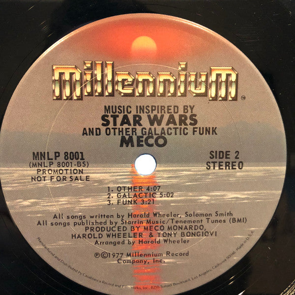 Meco - Music Inspired By Star Wars And Other Galactic Funk - VG+ LP Record 1977 Millennium USA Promo Vinyl - Disco / Funk - Shuga Records