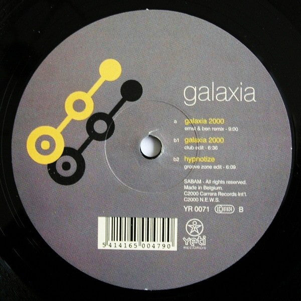 Galaxia - Galaxia 2000 / Hypnotize - VG+ 12" Single Record 2000 Yeti Belgium Vinyl - Trance - Shuga Records