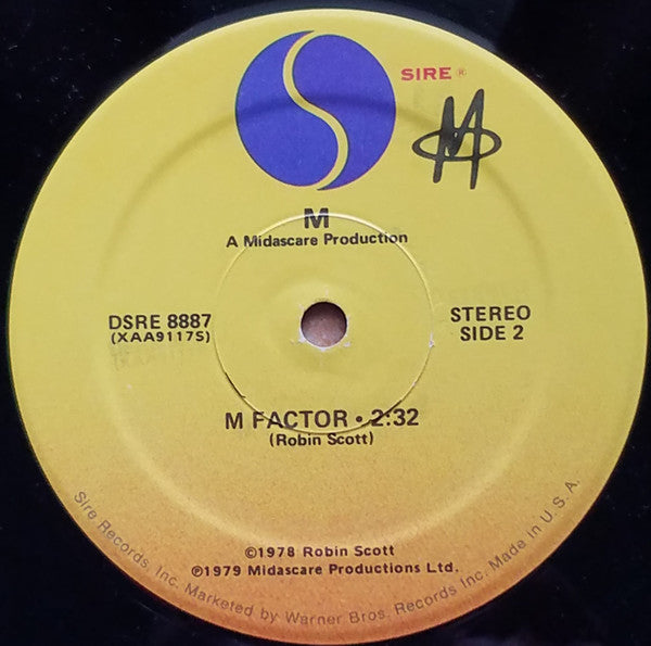 M - Pop Muzik / M Factor - VG 12" Single Record 1979 Sire USA Vinyl - Synth-pop - Shuga Records