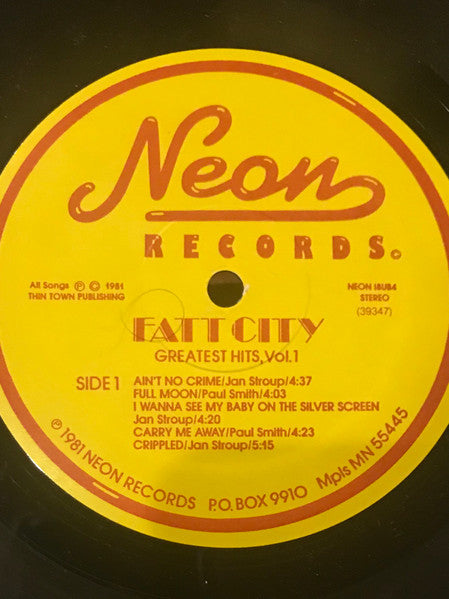 Fatt City - Greatest Hits, Vol. 1 - LP Record 1981 Neon USA Vinyl - Minneapolis Funk / Soul / Rhythm & Blues - Shuga Records