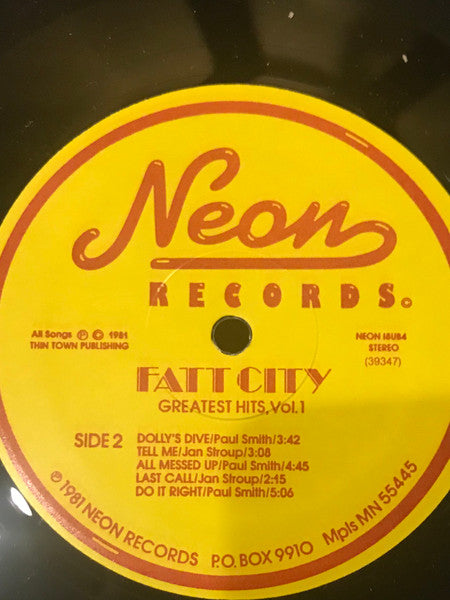 Fatt City - Greatest Hits, Vol. 1 - LP Record 1981 Neon USA Vinyl - Minneapolis Funk / Soul / Rhythm & Blues - Shuga Records