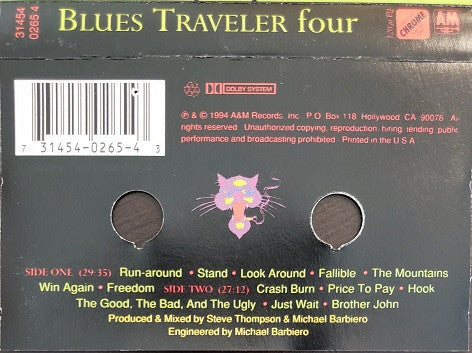Blues Traveler – Four - VG+ Cassette 1994 A&M USA Tape Chrome - Alternative Rock / Pop Rock