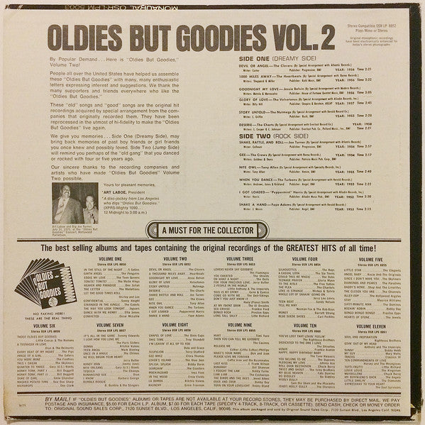 Various - Oldies But Goodies Vol. II - VG+ LP Record 1971 Original Sound USA Vinyl - Rock & Roll / R&B / Soul - Shuga Records