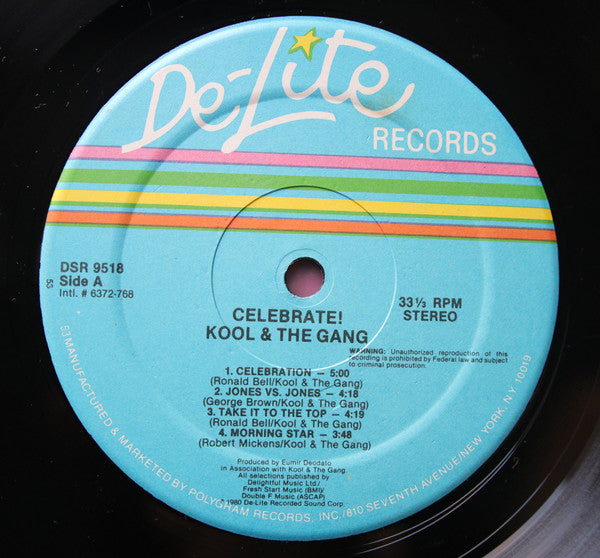 Kool & The Gang – Celebrate! - VG+ LP Record 1980 De-Lite USA Vinyl - Disco / Funk / Soul - Shuga Records