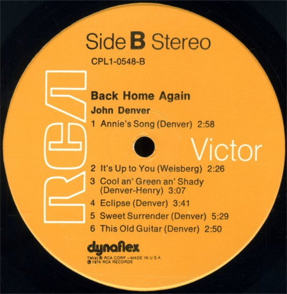 John Denver - Back Home Again - VG+ LP Record 1974 RCA Victor USA Vinyl - Folk Rock / Soft Rock