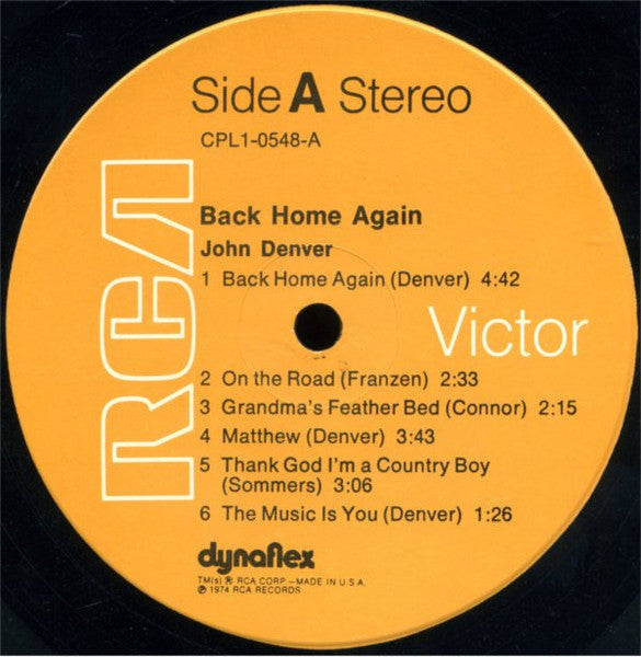 John Denver - Back Home Again - VG+ LP Record 1974 RCA Victor USA Vinyl - Folk Rock / Soft Rock
