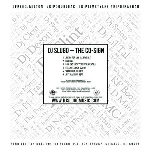 DJ Slugo – The Co-Sign - New EP Record 2018 Subterranean Playhouse Vinyl & DVD- Chicago House / Juke - Shuga Records
