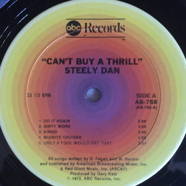 Steely Dan - Can't Buy A Thrill (1972) - VG LP Record 1974 ABC USA Vinyl - Classic Rock / Jazz-Rock - Shuga Records