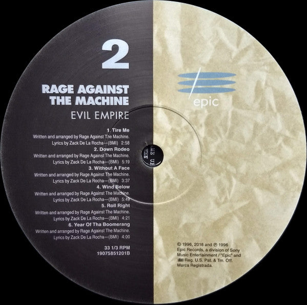 Rage Against The Machine - Evil Empire (1996) - New LP Record 2018 Epic Europe 180 gram Vinyl - Alternative Rock
