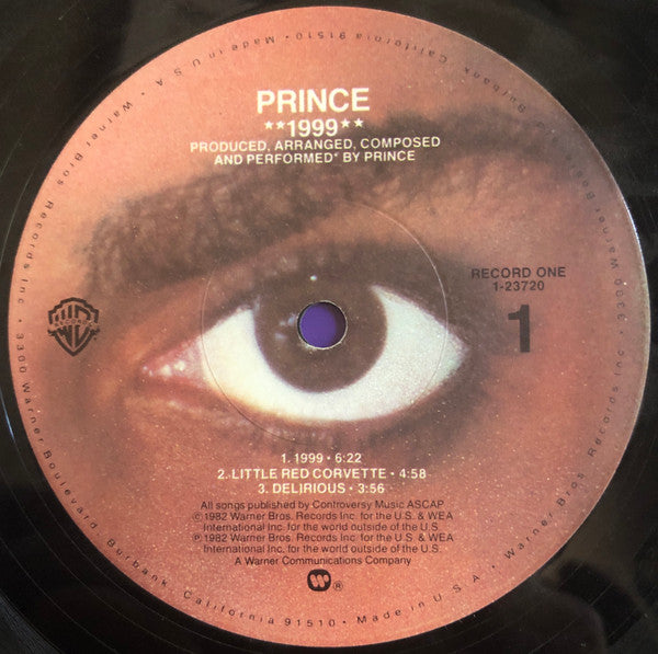 Prince - 1999 - VG- (lower grade) 2 LP Record 1982 Warner USA Original Vinyl & Inners - Synth-pop / Minneapolis Sound / Funk - Shuga Records