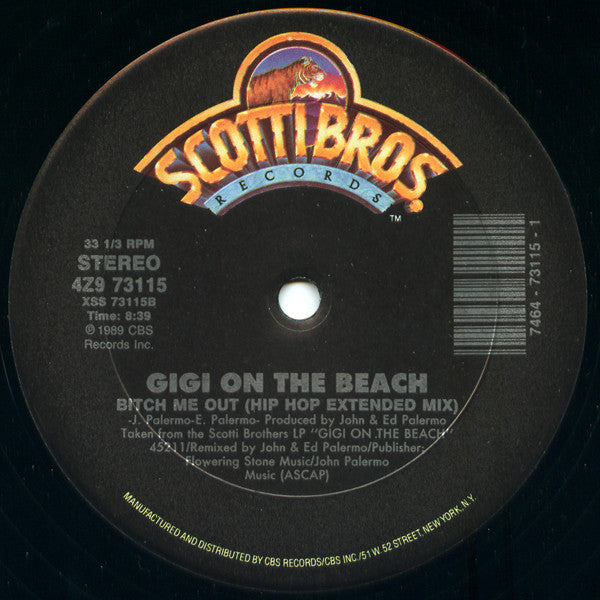 Gigi On The Beach - – Bitch Me Out - Mint- 12" Single Record 1989 Scotti Bros. USA Vinyl - House / Swingbeat / Breakbeat - Shuga Records