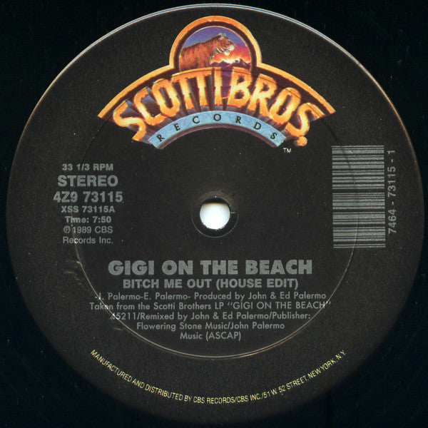 Gigi On The Beach - – Bitch Me Out - Mint- 12" Single Record 1989 Scotti Bros. USA Vinyl - House / Swingbeat / Breakbeat - Shuga Records