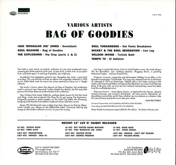 Various - Bag Of Goodies - VG+ LP Record 1992 Luv N' Haight Soul-Jazz / Jazz-Funk / Latin Jazz