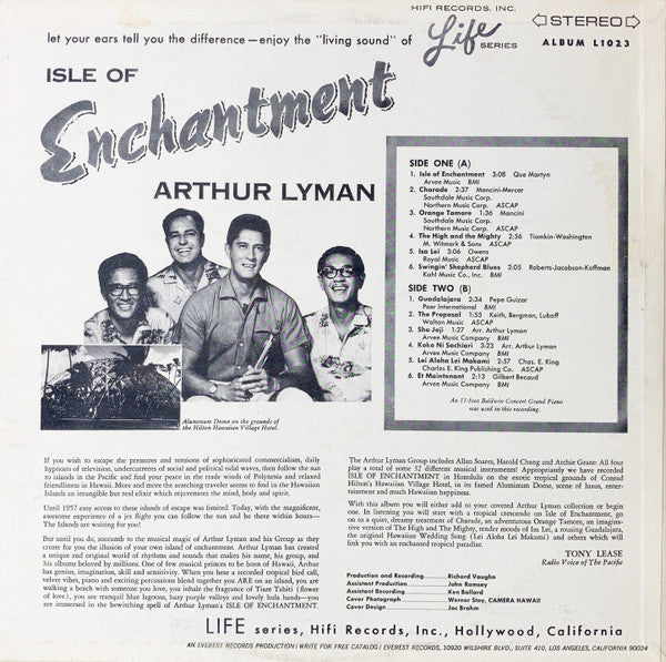Arthur Lyman - Isle Of Enchantment - VG+ LP Record 1964 HiFi USA Vinyl - Exotica / Pacific / Jazz - Shuga Records