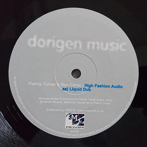 Patrick Turner & Ben Camp - High Fashion Audio EP - New 12" Single Record 2003 Dorigen Music UK Vinyl - House / Tribal House - Shuga Records