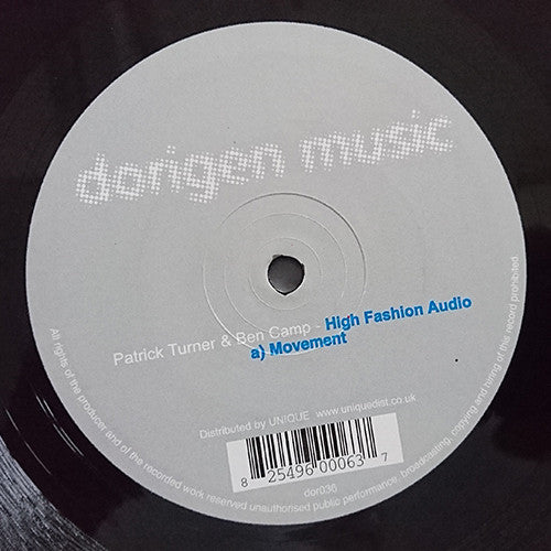 Patrick Turner & Ben Camp - High Fashion Audio EP - New 12" Single Record 2003 Dorigen Music UK Vinyl - House / Tribal House - Shuga Records