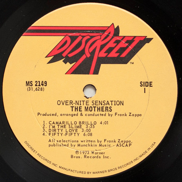 Frank Zappa / The Mothers - Over-nite Sensation - VG (vg- cover) LP Record 1973 Discreet USA Vinyl - Prog Rock / Jazz-Rock / Psychedelic Rock - Shuga Records