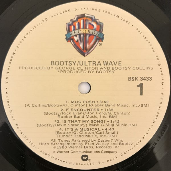 Bootsy Collins - Ultra Wave - VG LP Record 1980 Warner USA Original Vinyl - Funk / P.Funk - Shuga Records