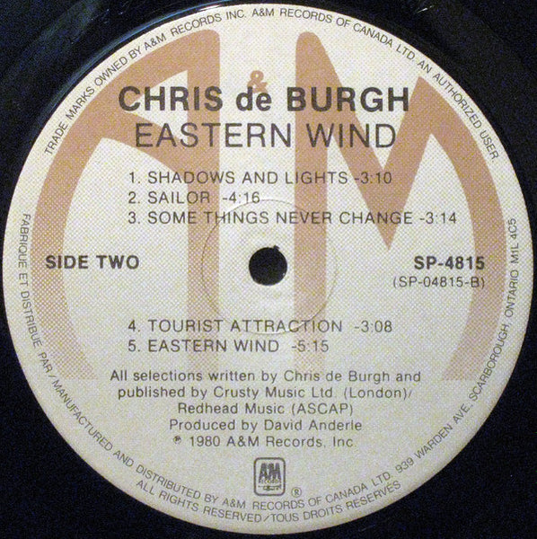 Chris de Burgh – Eastern Wind - VG+ LP Record 1980 A&M Canada Vinyl - Pop Rock / Soft Rock - Shuga Records