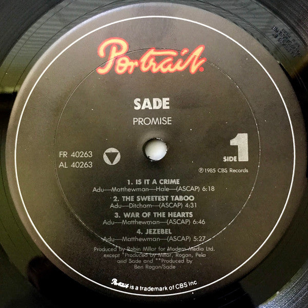 Sade ‎– Promise - VG+ LP Record 1985 Portrait USA Vinyl - Soul / Smooth Jazz