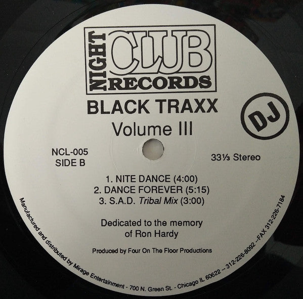 Black Traxx - Volume III / Three / 3 - VG+ 12" Single Record 1992 Night Club Promo DJ Vinyl - Chicago House / Deep House / Tribal House / Classic - Shuga Records