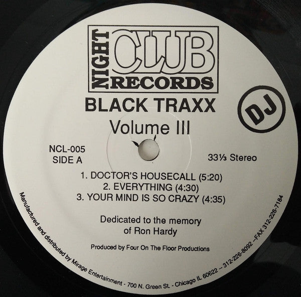 Black Traxx - Volume III / Three / 3 - VG+ 12" Single Record 1992 Night Club Promo DJ Vinyl - Chicago House / Deep House / Tribal House / Classic - Shuga Records