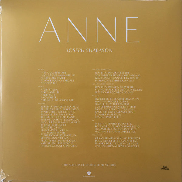 Joseph Shabason - Anne - Mint- LP Record 2018 Western PROMO Vinyl & Download - Avant-garde Jazz / Ambient - Shuga Records
