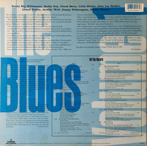 Various - The Blues Volume 1 (1963) - Mint- LP Record 1986 Chess USA Vinyl - Electric Blues / Chicago Blues / Harmonica Blues - Shuga Records