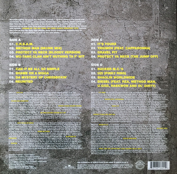 Wu-Tang Clan ‎– Legend Of The Wu-Tang: Wu-Tang Clan's Greatest Hits - New 2 LP Record 2004 BMG USA Vinyl - Hip Hop / Rap