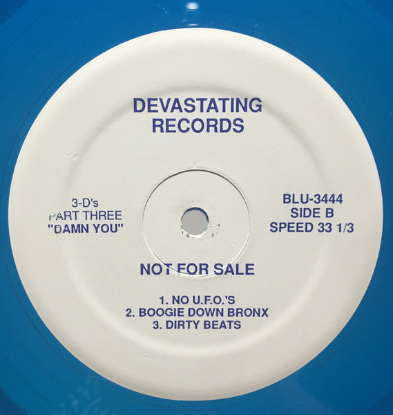 Various - 3-D's Part Three "Damn You" - VG+ LP Record 1989 Devastating USA Promo Blue Transparent Vinyl - Italo-Disco / Disco / Electro - Shuga Records