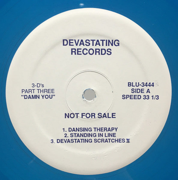 Various - 3-D's Part Three "Damn You" - VG+ LP Record 1989 Devastating USA Promo Blue Transparent Vinyl - Italo-Disco / Disco / Electro - Shuga Records