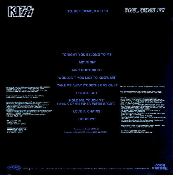 Kiss - Paul Stanley - VG+ LP Record 1978 Casablanca USA Vinyl, Inner & Poster - Hard Rock / Pop Rock - Shuga Records