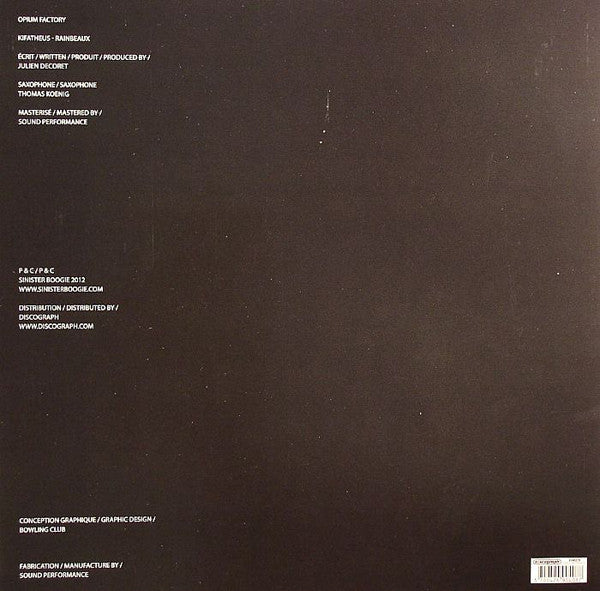 Opium Factory - Kifatheus / Rainbeaux - New 10" Single Record 2008 Sinister Boogie France Vinyl - Electro / Experimental - Shuga Records
