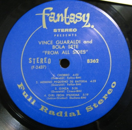 Vince Guaraldi & Bola Sete - From All Sides (1964) - VG+ LP Record 1965 Fantasy Vinyl & Blue Label RARE - Latin Jazz