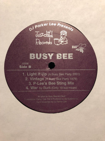 Busy Bee - Another Suicide - VG+ 12" EP Record 2001 Jazz Child USA Vinyl - Chicago Hip Hop - Shuga Records