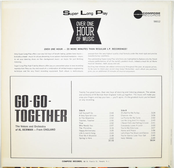 Al Berman - Go-Go Together - VG+ LP Record 1960's Compose USA Vinyl - Exotica / Pop / Light Music - Shuga Records