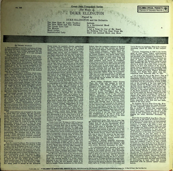 Duke Ellington - The Music Of Duke Ellington Played By Duke Ellington (1954) - VG+ LP Record 1973 Columbia USA Vinyl - Jazz / Swing / Big Band - Shuga Records