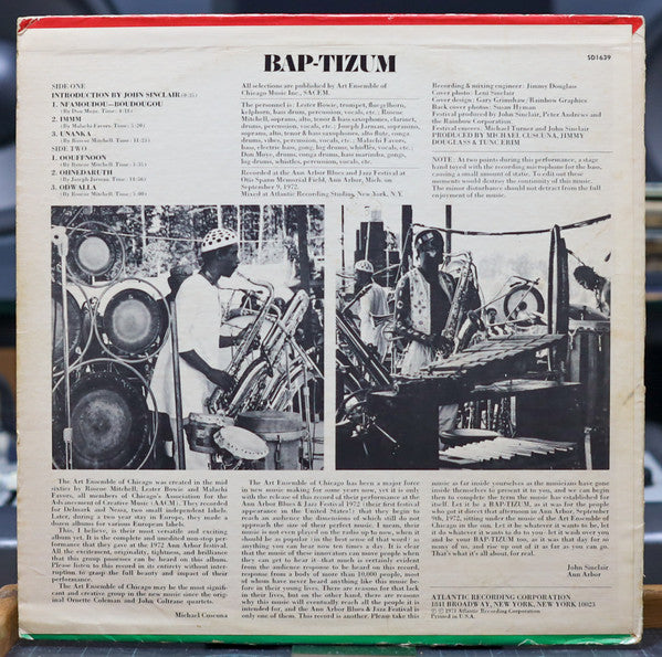 The Art Ensemble Of Chicago - Bap-tizum - VG+ LP Record 1973 Atlantic USA Vinyl - Jazz / Free Jazz - Shuga Records