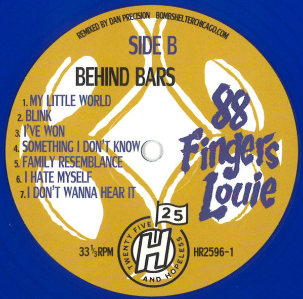 88 Fingers Louie - Behind Bars (1995) - Mint- LP Record 2019 Hopeless USA Blue Vinyl, Insert & Download - Punk Rock / Melodic Hardcore - Shuga Records