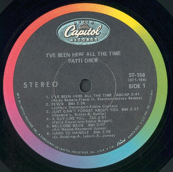 Patti Drew - I've Been Here All The Time - VG+ LP Record 1969 Capitol USA Original Vinyl - Soul / Pop / Vocal - Shuga Records