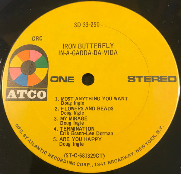 Iron Butterfly - In-A-Gadda-Da-Vida - VG+ LP Record 1968 ATCO Stereo Vinyl - Psychedelic Rock / Classic Rock