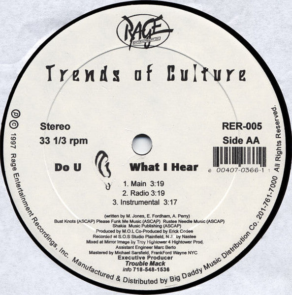 Trends Of Culture - I Wish - New 12" Single Record 1997 Rage Entertainment USA Vinyl - Hip Hop - Shuga Records
