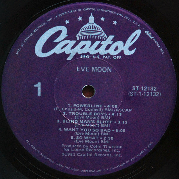 Eve Moon - Eve Moon - Mint- (VG+ cover) LP Record 1981 Capitol USA Vinyl - Hard Rock - Shuga Records