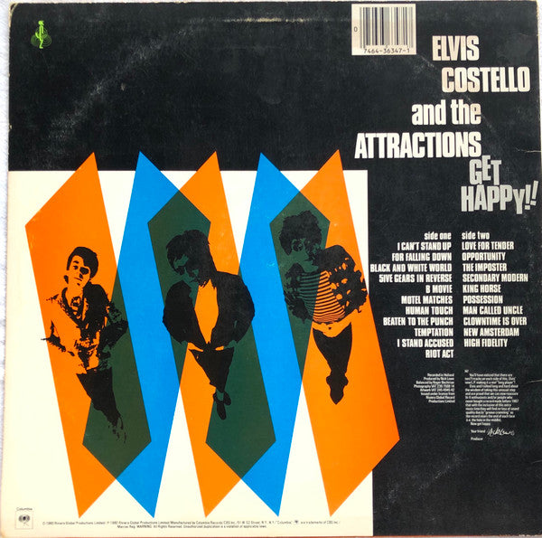 Elvis Costello & The Attractions - Get Happy! - VG+ LP Record 1980 Columbia USA Vinyl - Pop Rock / New Wave - Shuga Records