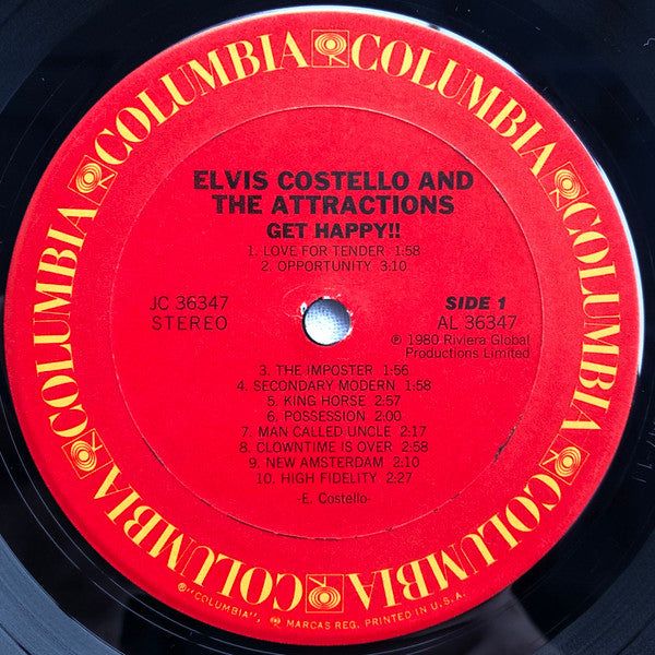Elvis Costello & The Attractions - Get Happy! - VG+ LP Record 1980 Columbia USA Vinyl - Pop Rock / New Wave - Shuga Records