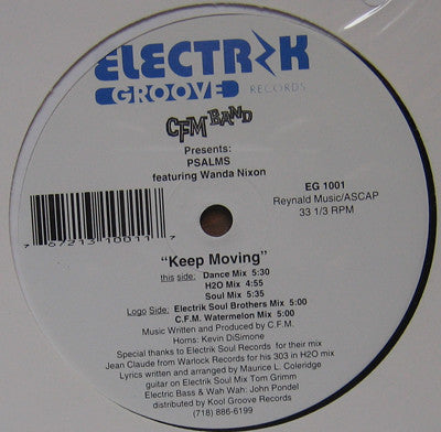 C.F.M. Band Presents Psalms Featuring Wanda Nixon - Keep Moving - Mint- 12" Single Record 1997 Electrik Groove USA Vinyl - House / Soul-Jazz - Shuga Records