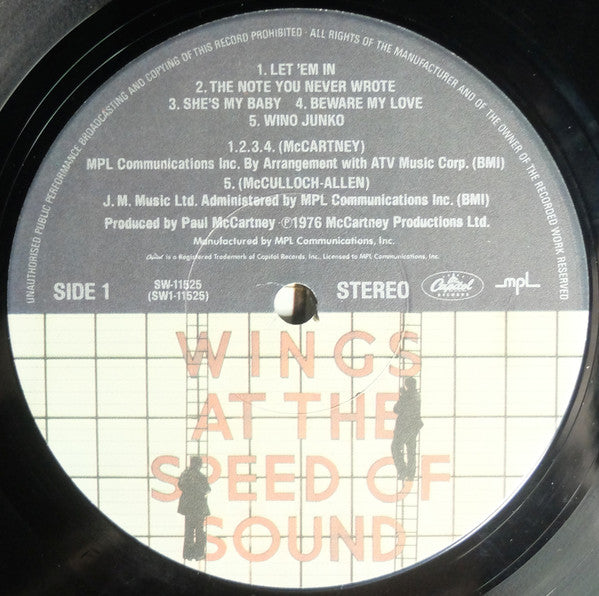 Wings - At The Speed Of Sound - VG+ LP Record 1976 Capitol MPL USA Vinyl - Classic Rock / Pop Rock - Shuga Records