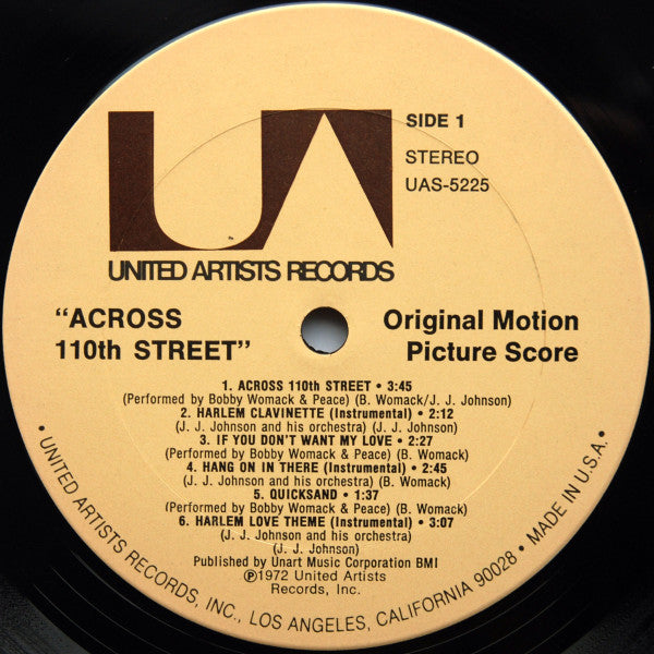 Bobby Womack, J.J. Johnson – Across 110th Street - VG+ LP Record 1972 United Artists USA Vinyl - Soundtrack / Soul / Funk