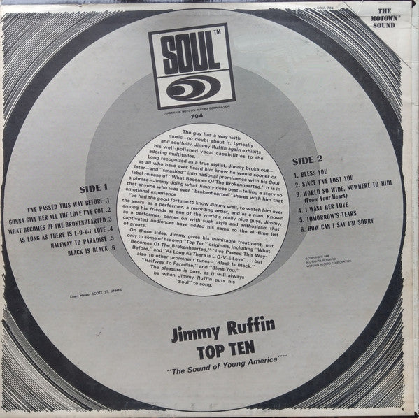 Jimmy Ruffin – Sings Top Ten - VG+ LP Record 1967 Soul USA Mono Vinyl - Soul / R&B